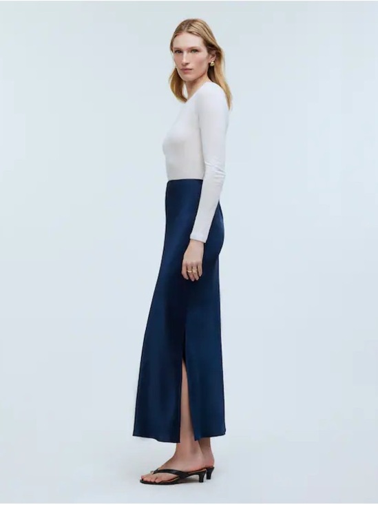 Madewell Dresses & Skirts - Madewell Navy High-Waist Maxi Skirt with Side Slit - Women's